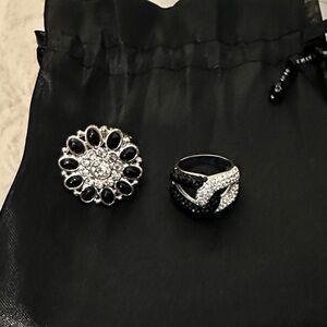 White House Black Market Black and Silver Ring Duo